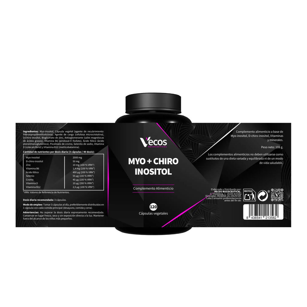 Myo + Chiro Inositol 40:1 | Fórmula para Mujer con B6, Zinc, Folato y Cromo (120 cápsulas)