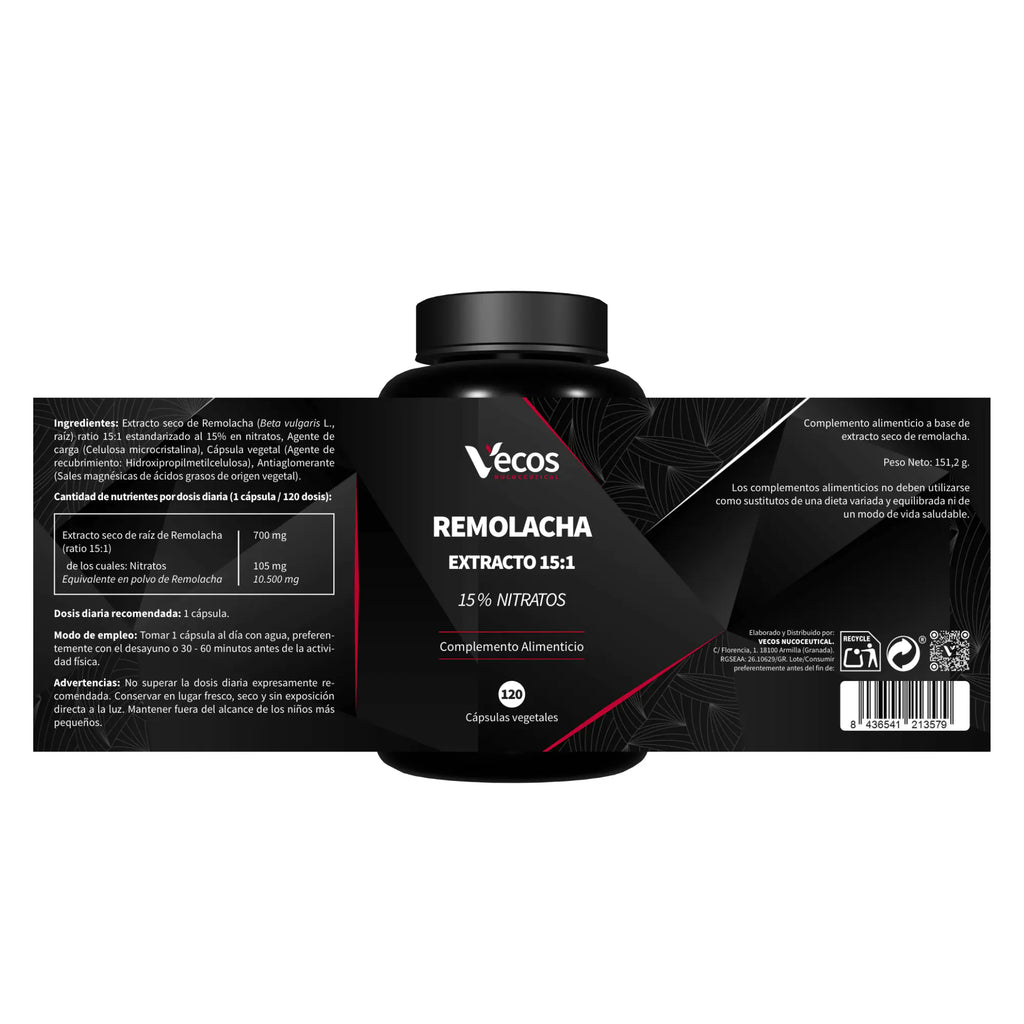 Remolacha Extracto 15:1 | 700 mg · 15 % Nitratos (120 cápsulas)