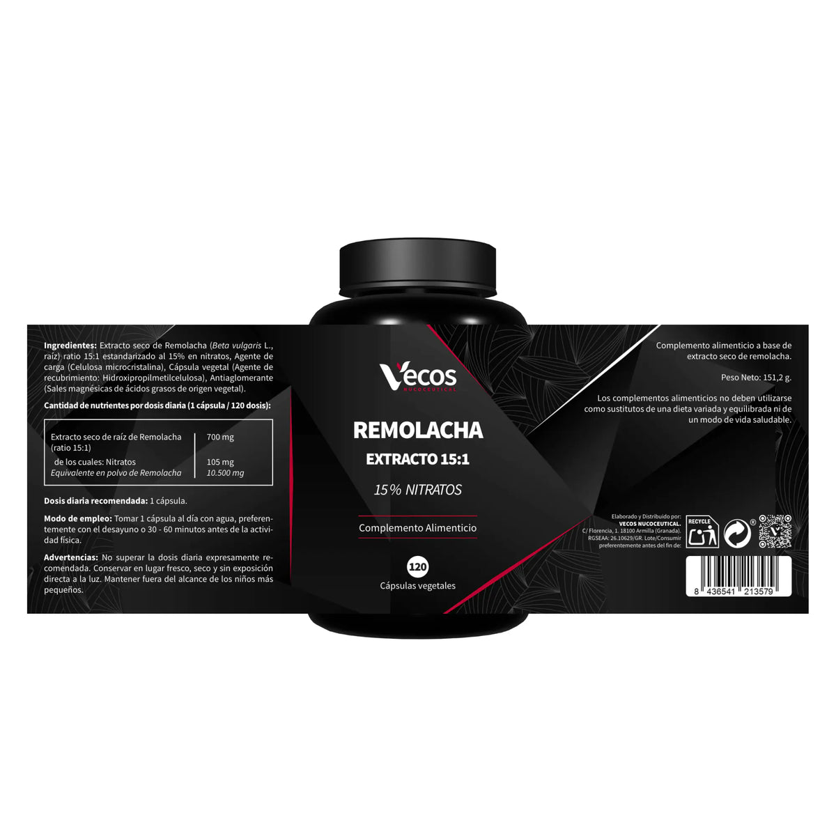 Remolacha Extracto 15:1 | 700 mg · 15 % Nitratos (120 cápsulas)