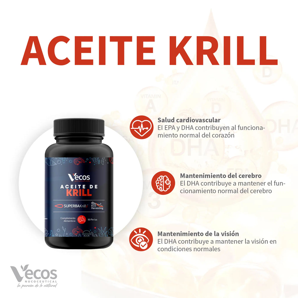 ACEITE DE KRILL 90 Perlas es un complemento alimenticio premium con aceite de krill antártico, orientado a apoyar el bienestar cardiovascular y cognitivo gracias a su aporte de omega-3.