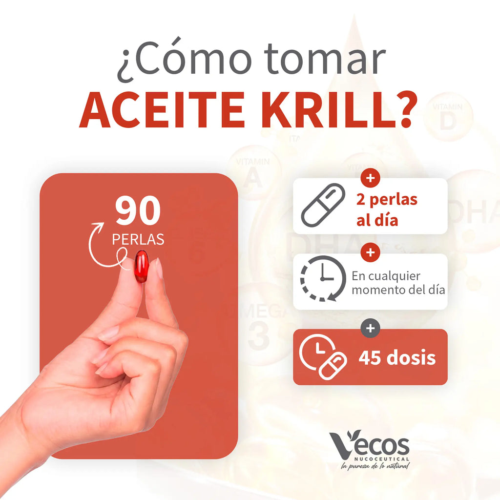 ACEITE DE KRILL 90 Perlas es un complemento alimenticio premium con aceite de krill antártico, orientado a apoyar el bienestar cardiovascular y cognitivo gracias a su aporte de omega-3.