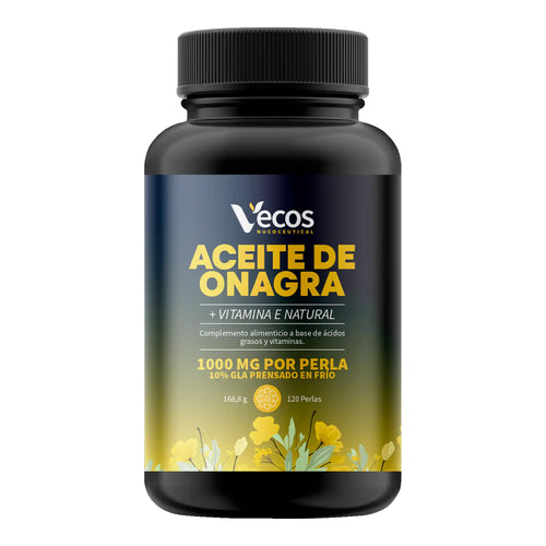 ACEITE DE ONAGRA 120 Perlas es un complemento de aceite de onagra, pensado para apoyar el bienestar de la piel y el equilibrio femenino, especialmente en etapas de cambios hormonales.