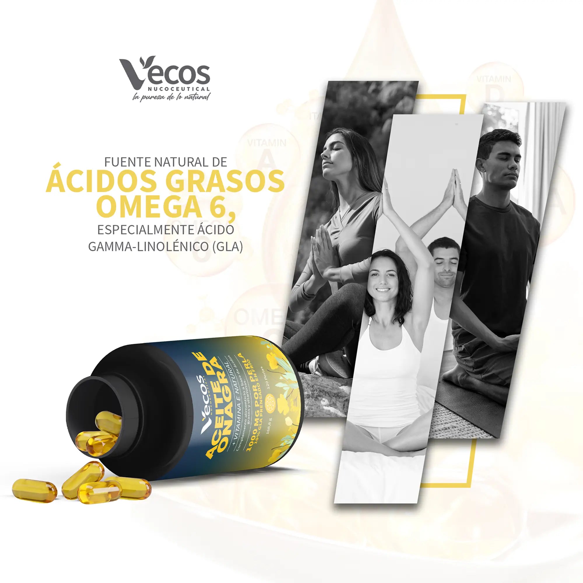 ACEITE DE ONAGRA 120 Perlas es un complemento de aceite de onagra, pensado para apoyar el bienestar de la piel y el equilibrio femenino, especialmente en etapas de cambios hormonales.