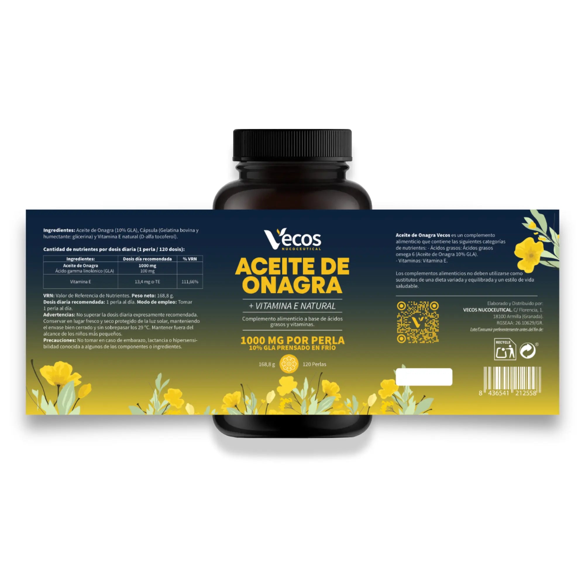 ACEITE DE ONAGRA 120 Perlas es un complemento de aceite de onagra, pensado para apoyar el bienestar de la piel y el equilibrio femenino, especialmente en etapas de cambios hormonales.