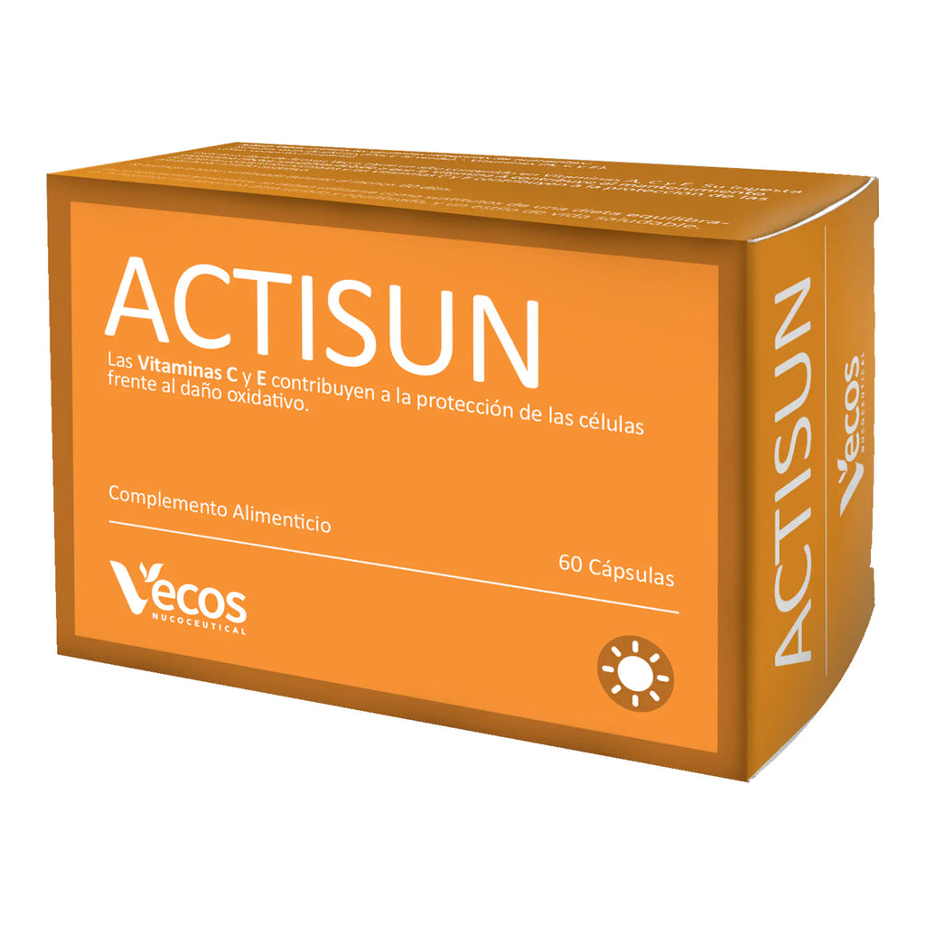 ACTISUN 60 Cápsulas es un complemento con extractos vegetales y vitaminas antioxidantes, pensado para apoyar la piel y proteger las células frente al daño oxidativo.