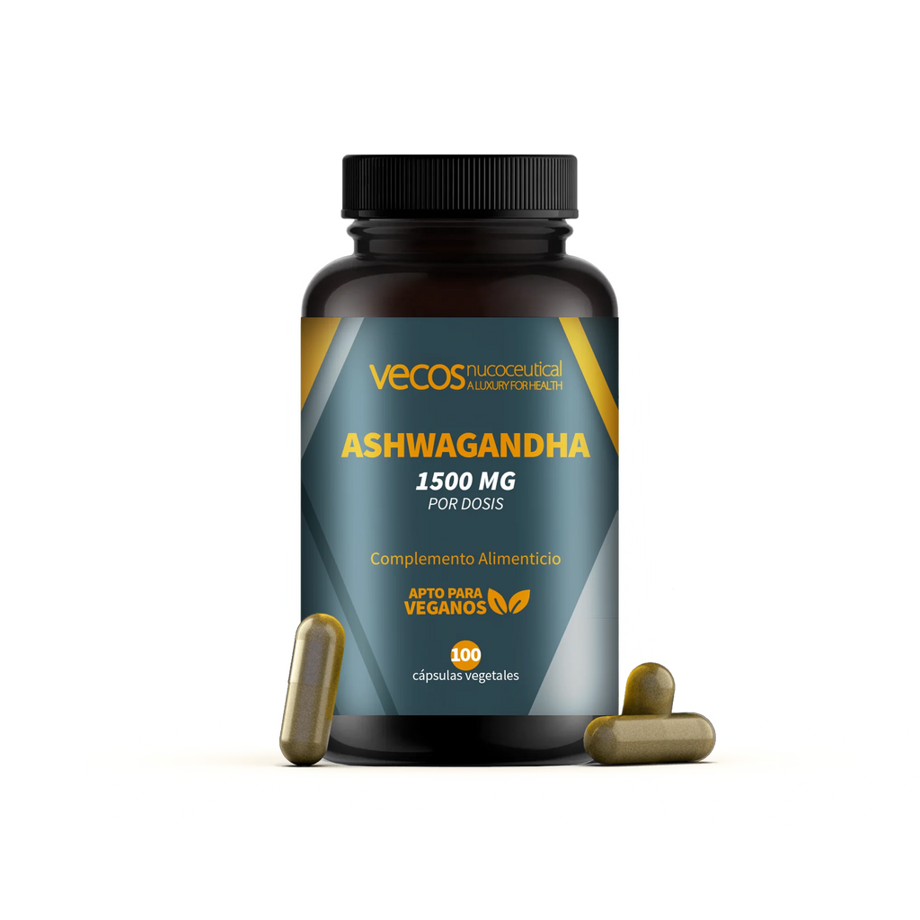 Suplemento de Ashwagandha 1500 mg con cápsula