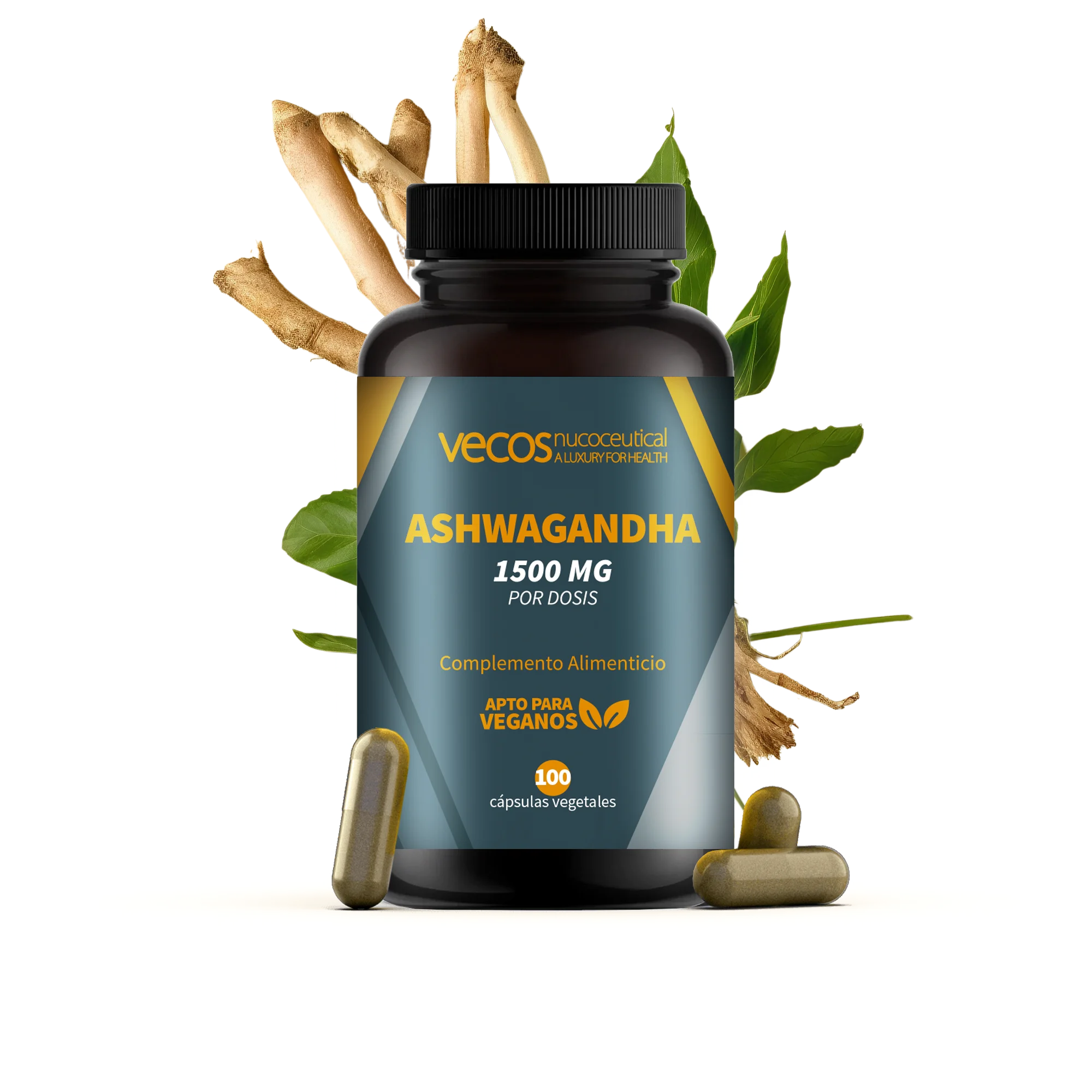 Suplemento de Ashwagandha 1500 mg con detalle