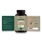 Etiqueta Ashwagandha Orgánica KSM-66 (100 cápsulas) - Complemento alimenticio adaptógeno natural para reducir estrés, mejorar sueño y energía