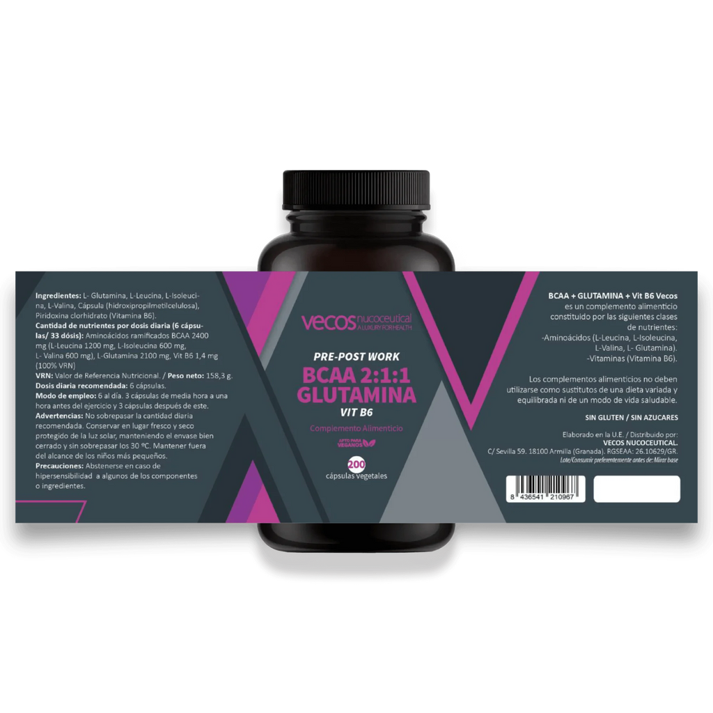 Etiqueta BCAA - GLUTAMINA - VIT B6