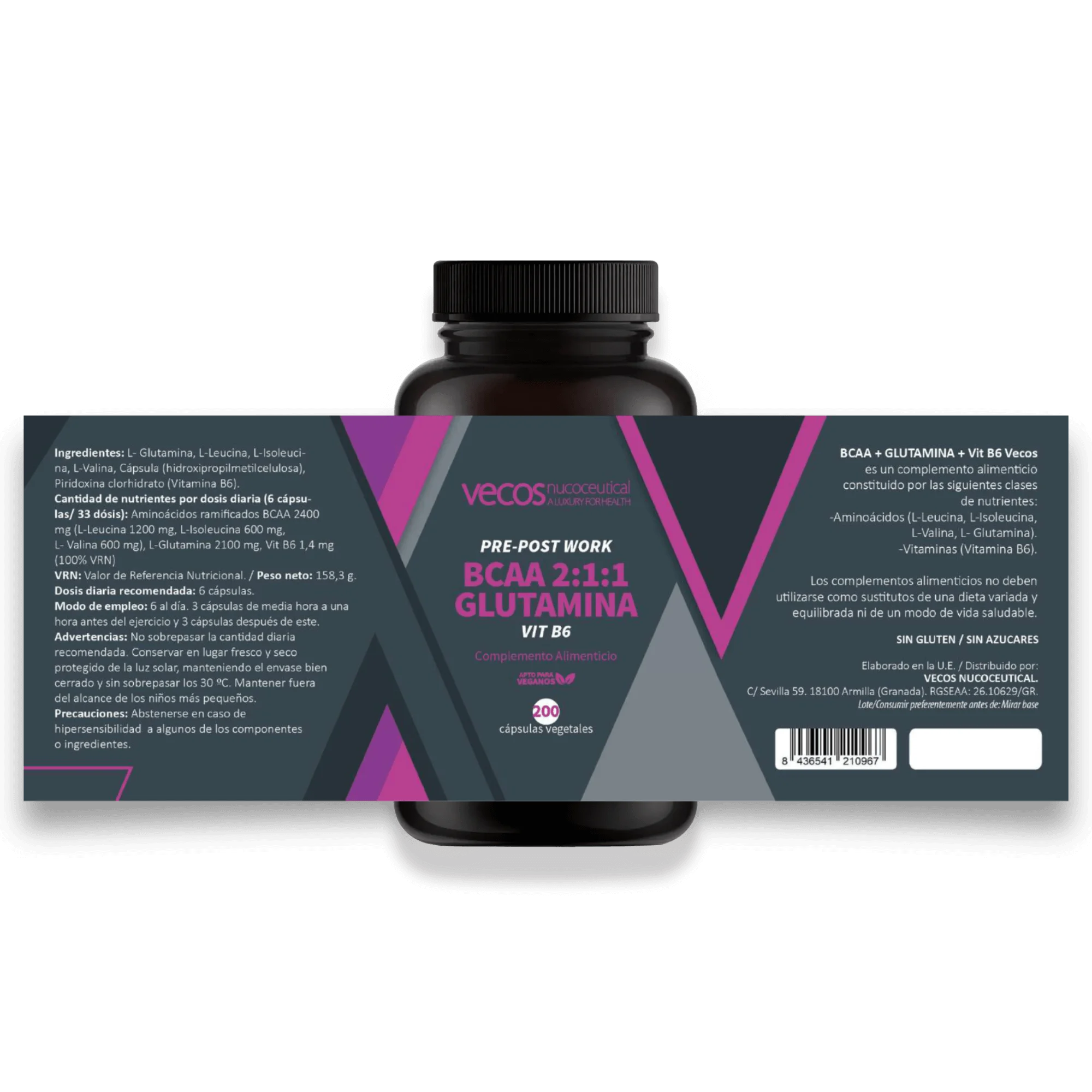 Etiqueta BCAA - GLUTAMINA - VIT B6