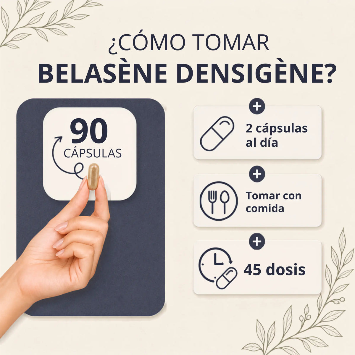 Densigène Belasène | Fórmula Capilar con Biotina, Zinc y Cobre (90 cápsulas)