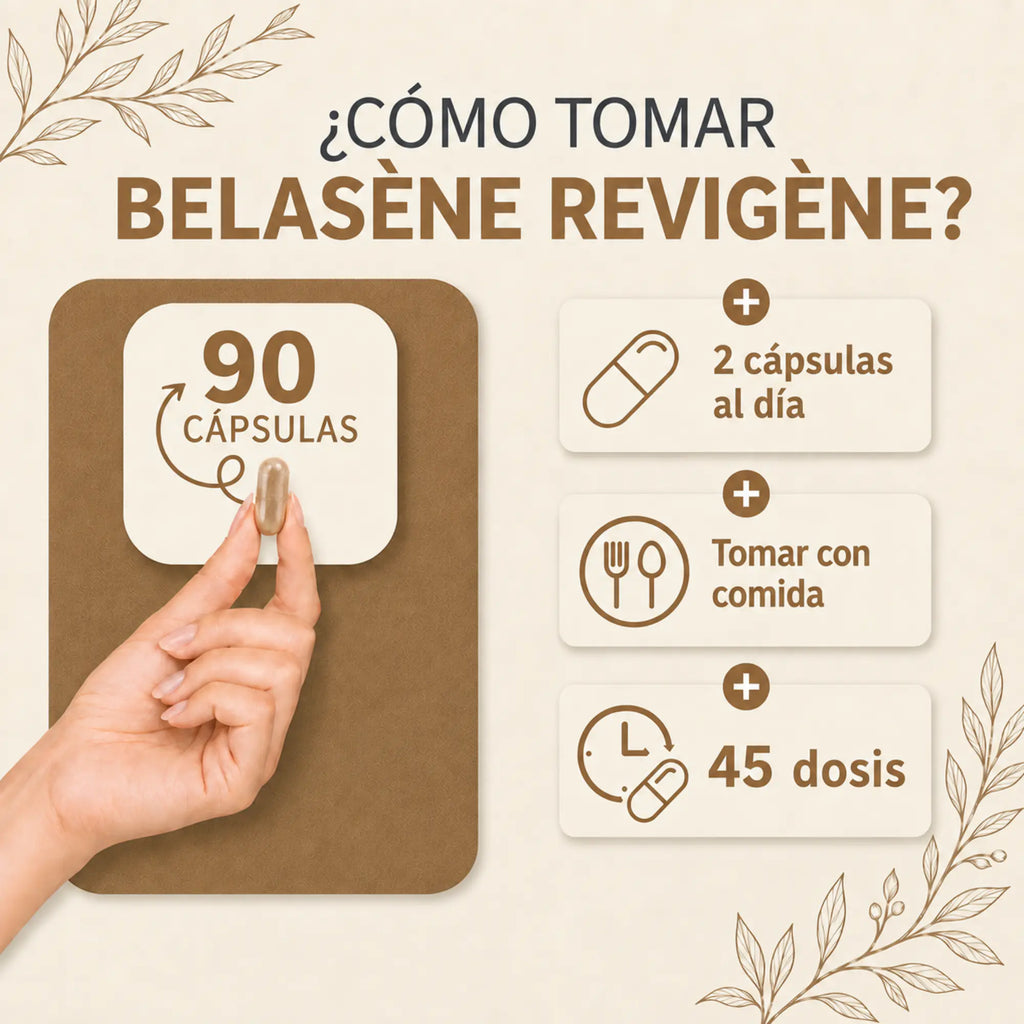 Revigène Belasène | Fórmula Capilar para Mujer con Biotina, Zinc y Hierro (90 cápsulas)