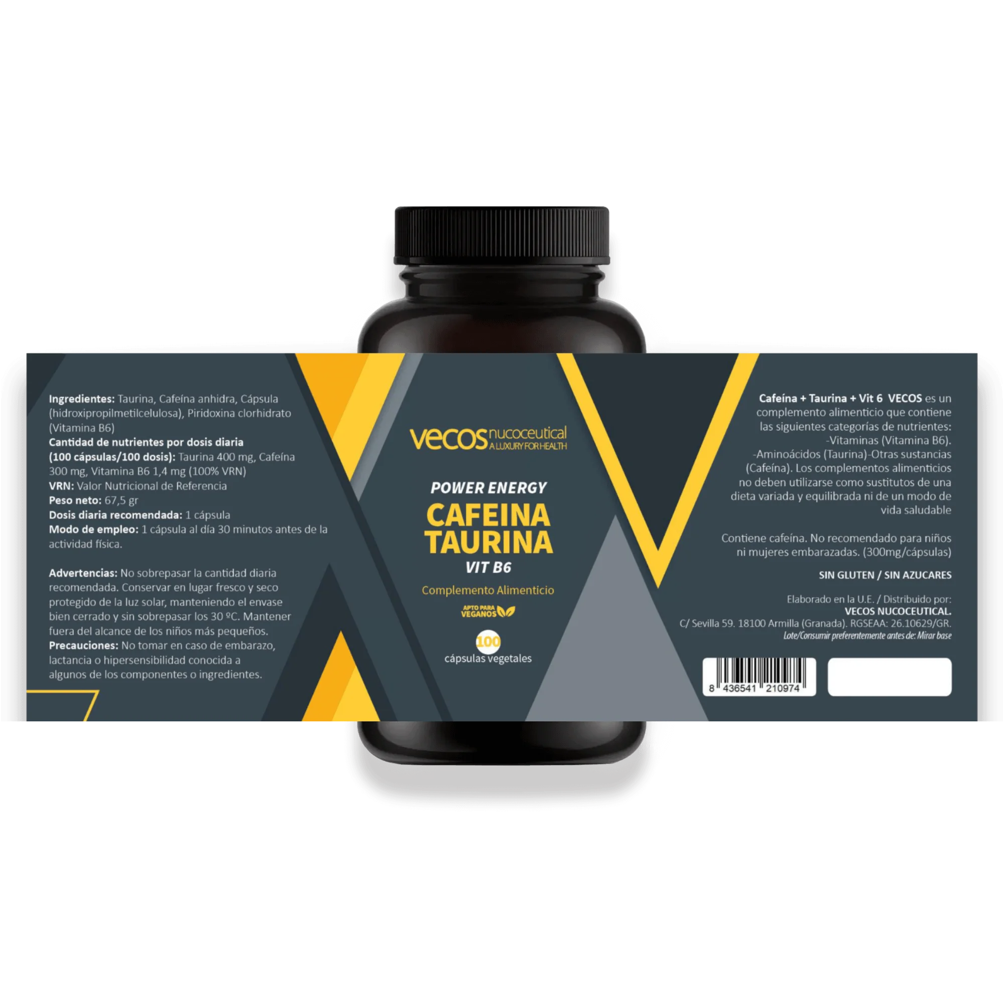 Etiqueta CAFEINA - TAURINA - VIT B6