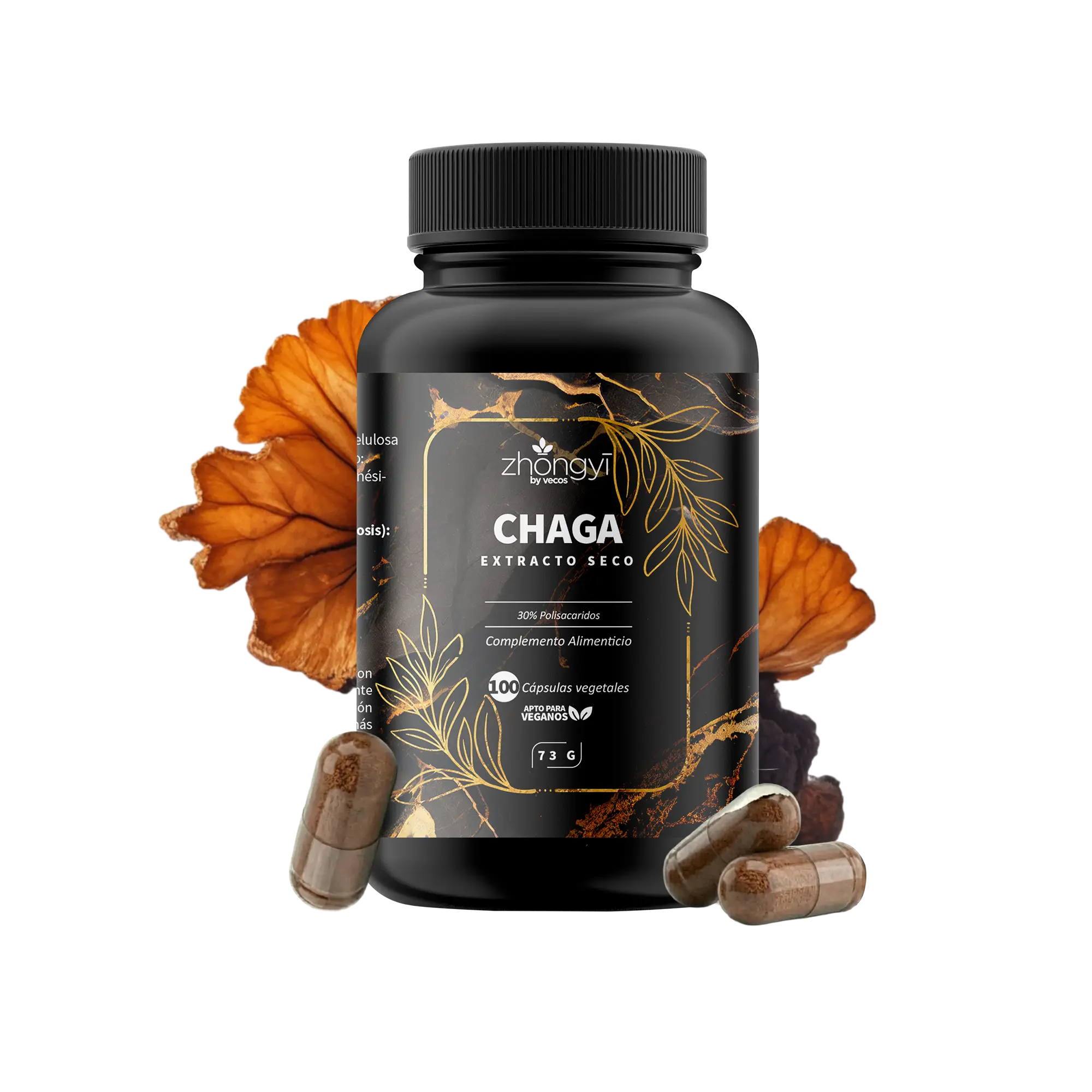 CHAGA ZHONGYI 100 Cápsulas es un complemento de hongo chaga, pensado para apoyo antioxidante y bienestar inmunitario general.