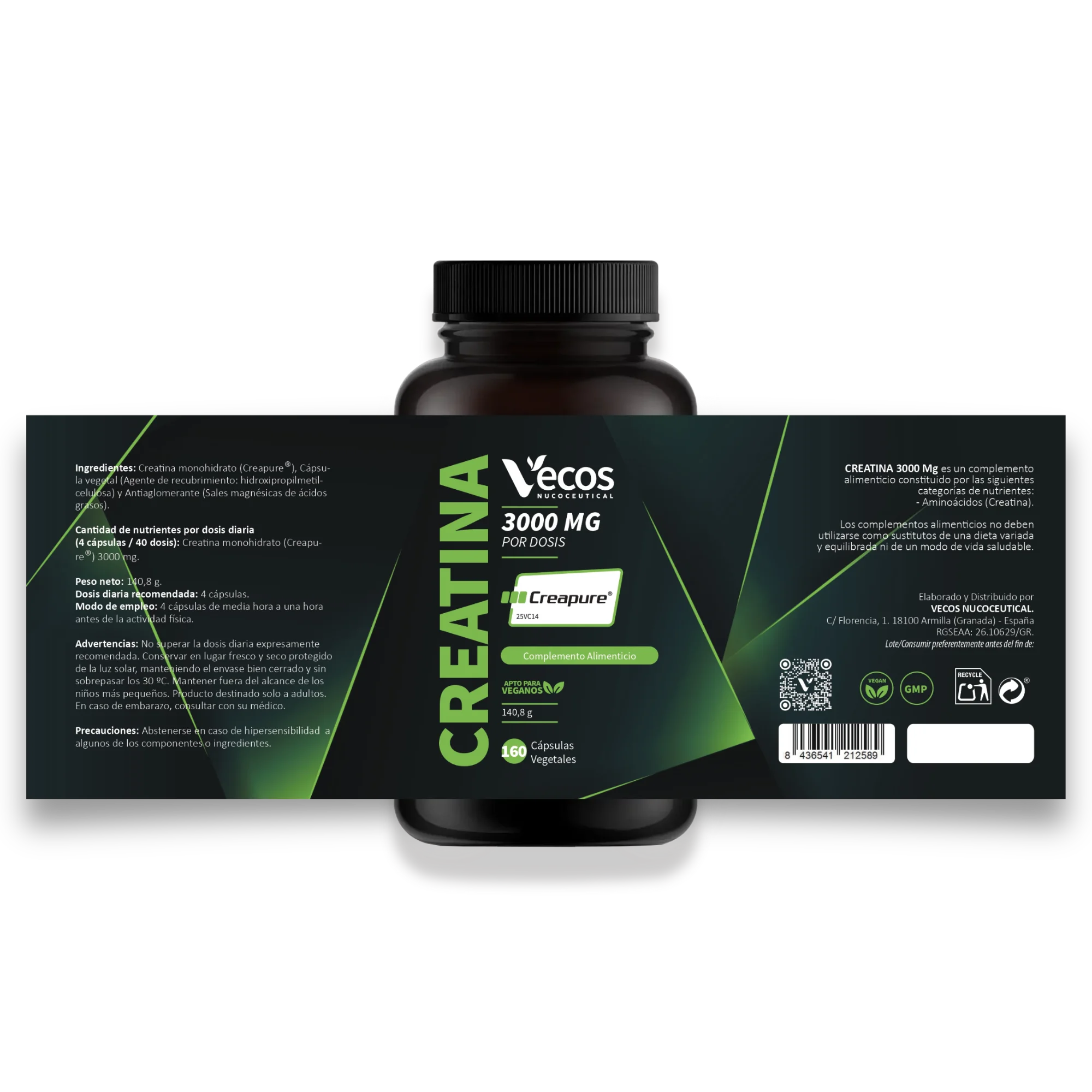 Etiqueta Creatina Creapure 3000 MG