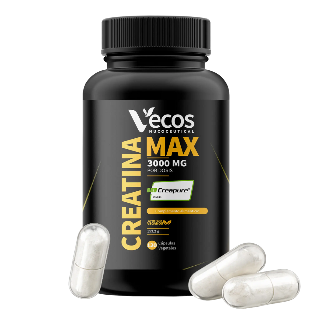 CREATINA MAX 3000MG es creatina en cápsulas, pensada para máximo rendimiento con pureza certificada.