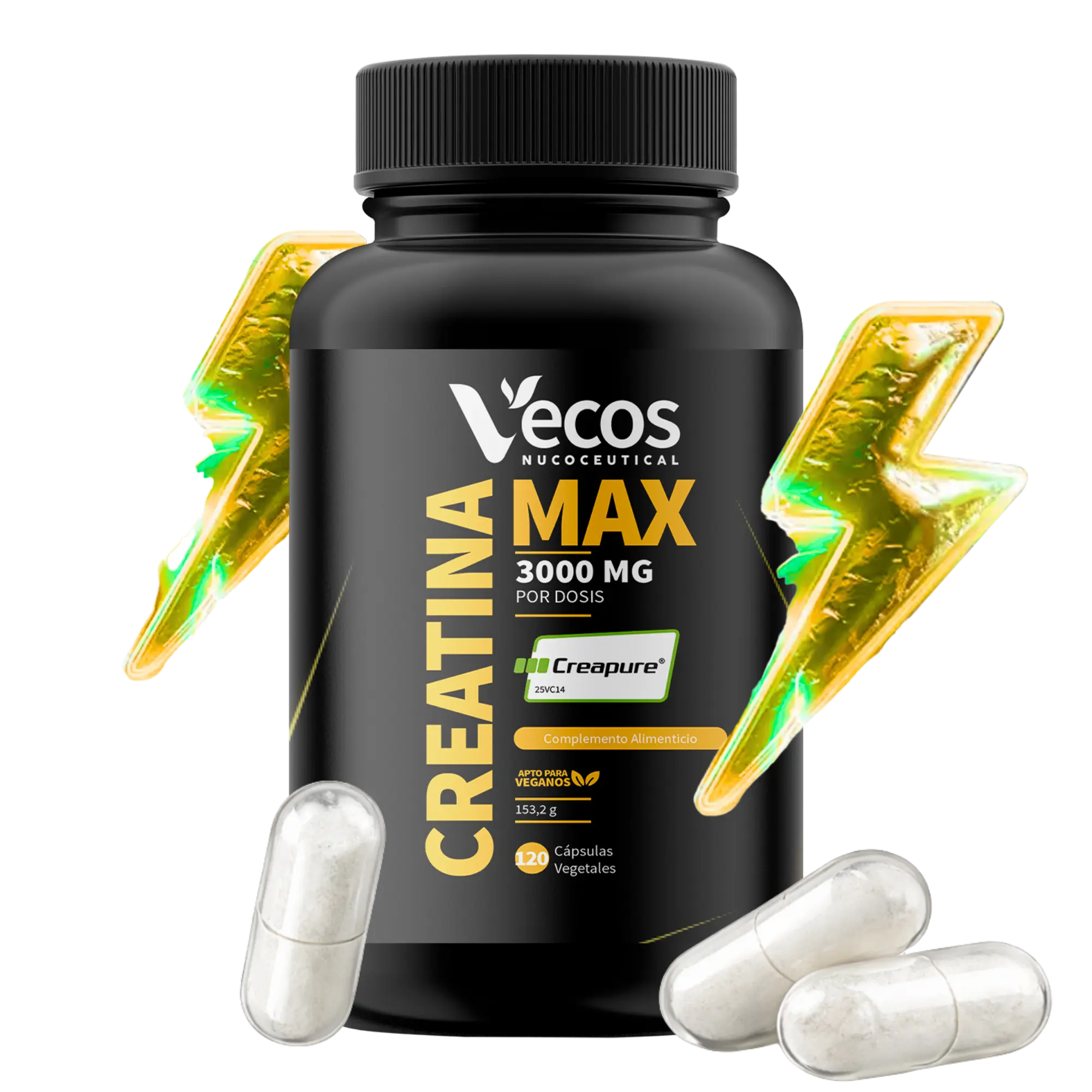 CREATINA MAX 3000MG es creatina en cápsulas, pensada para máximo rendimiento con pureza certificada.