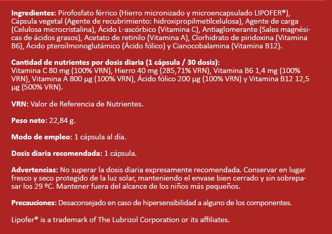 Ferrovecos (30 cápsulas)