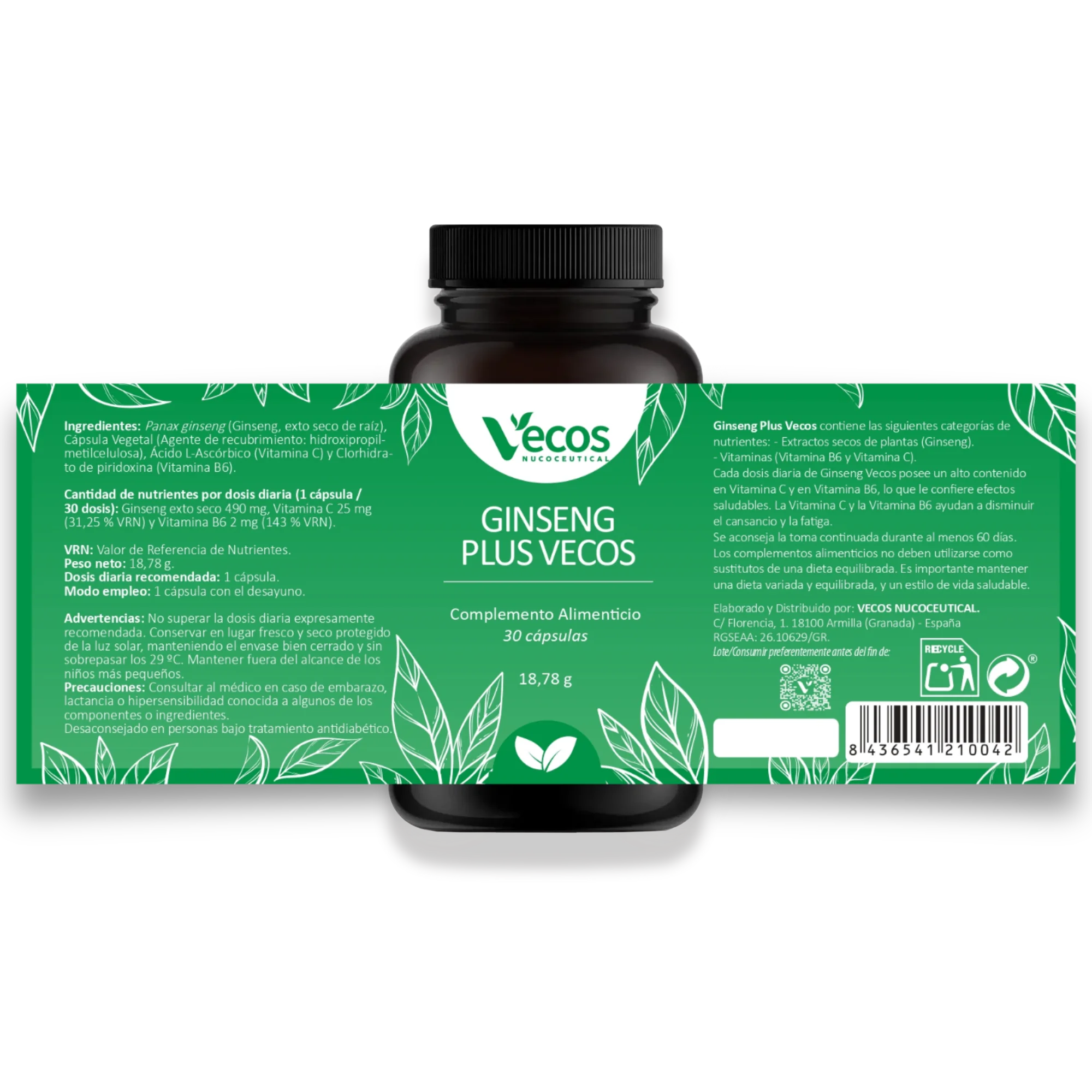 Etiqueta Ginseng Plus VECOS