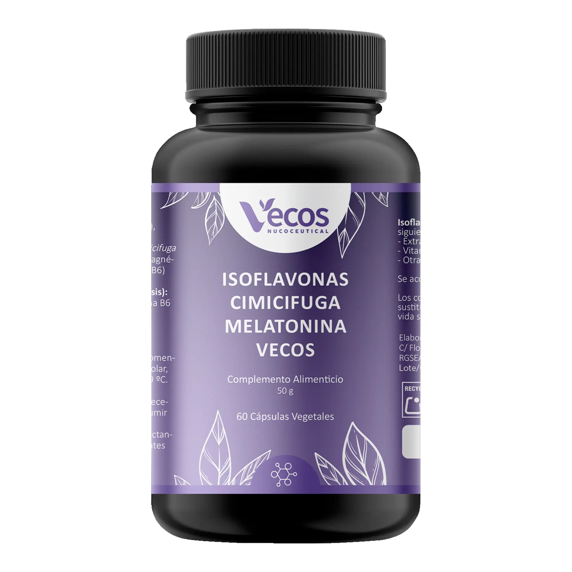 ISOFLAVONAS CIMICIFUGA MELATONINA VECOS 60 Cápsulas es un complemento para menopausia y descanso, pensado para apoyar sofocos y calidad del sueño.