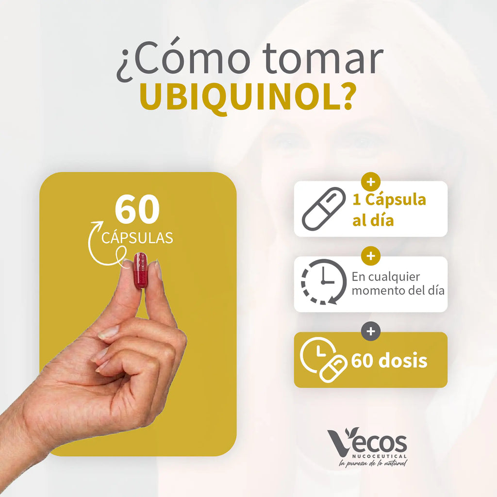 UBIQUINOL KANEKA VECOS 60 Capsulas es un complemento de ubiquinol (forma activa de CoQ10) pensado para apoyar energía celular y corazón.