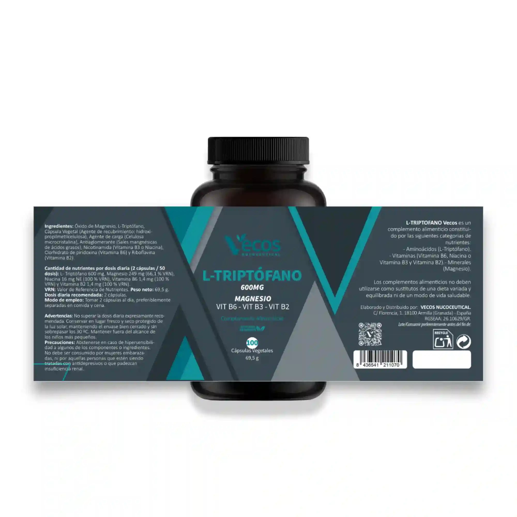 L-TRIPTÓFANO 600 MG 100 Cápsulas es un complemento pensado para apoyar el estado de ánimo y la relajación, ayudando al bienestar emocional.