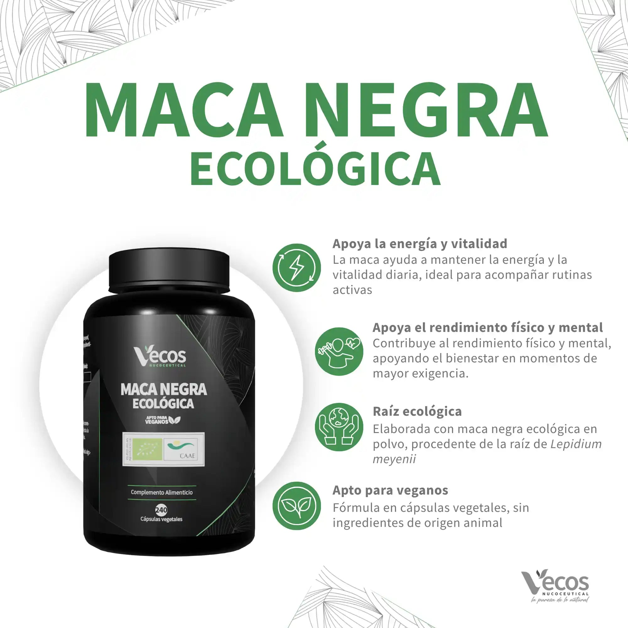Maca Negra Ecológica VECOS (240 cápsulas)