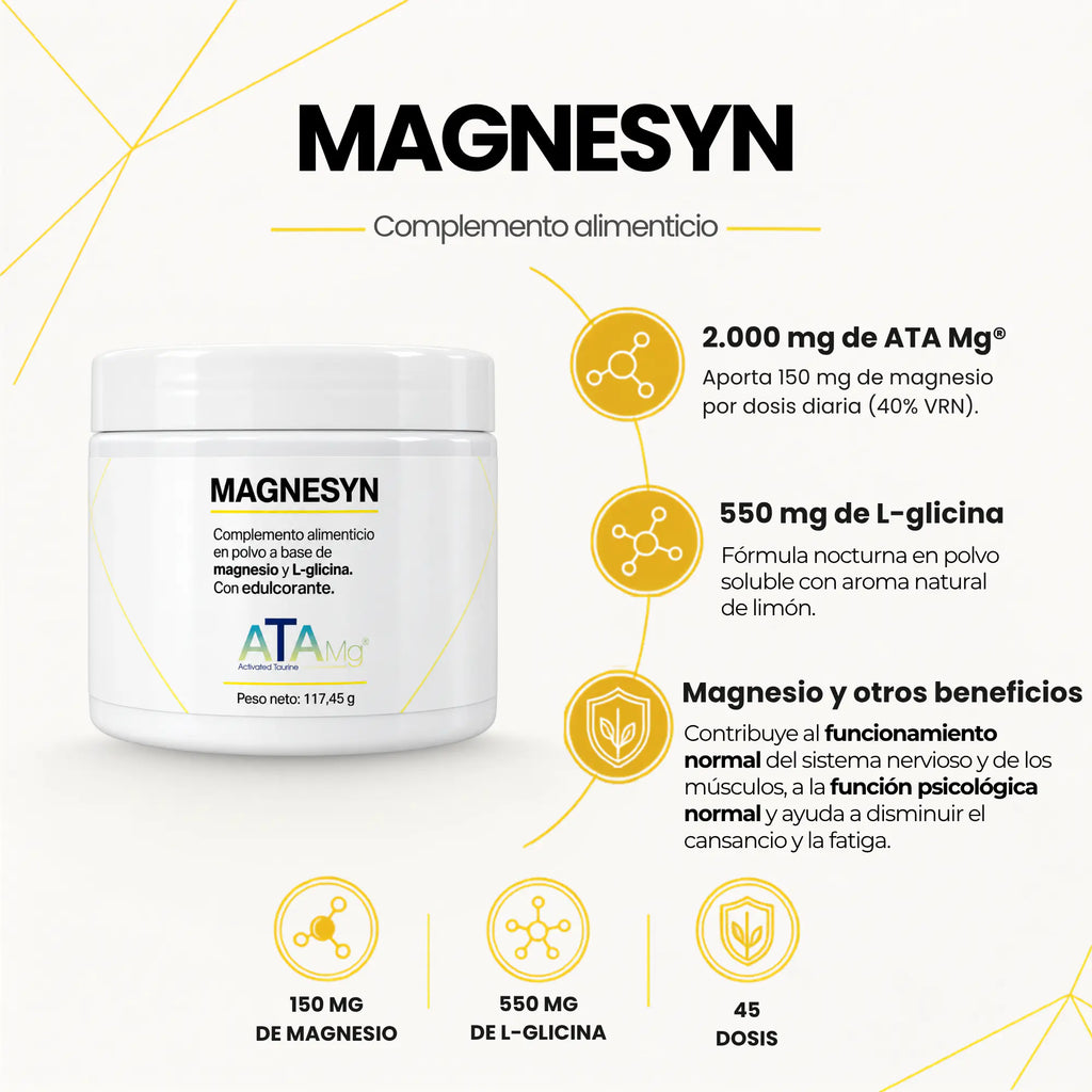 Magnesyn | Acetil Taurinato de Magnesio ATA Mg® + Glicina (45 dosis)