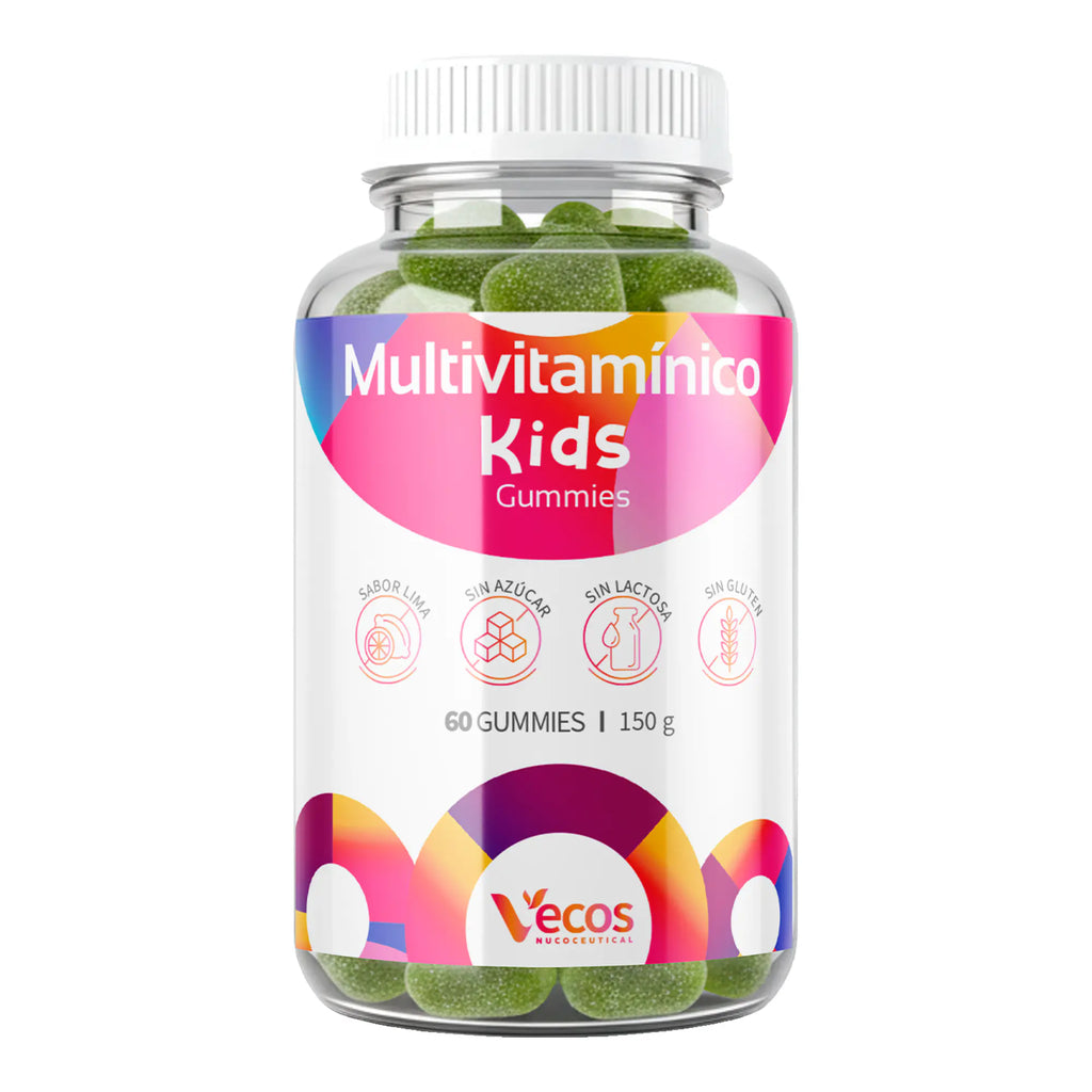 MULTIVITAMINICO KIDS VECOS 60 Gummies es un multivitamínico infantil en gummies, pensado para apoyar crecimiento, defensas y energía diaria.