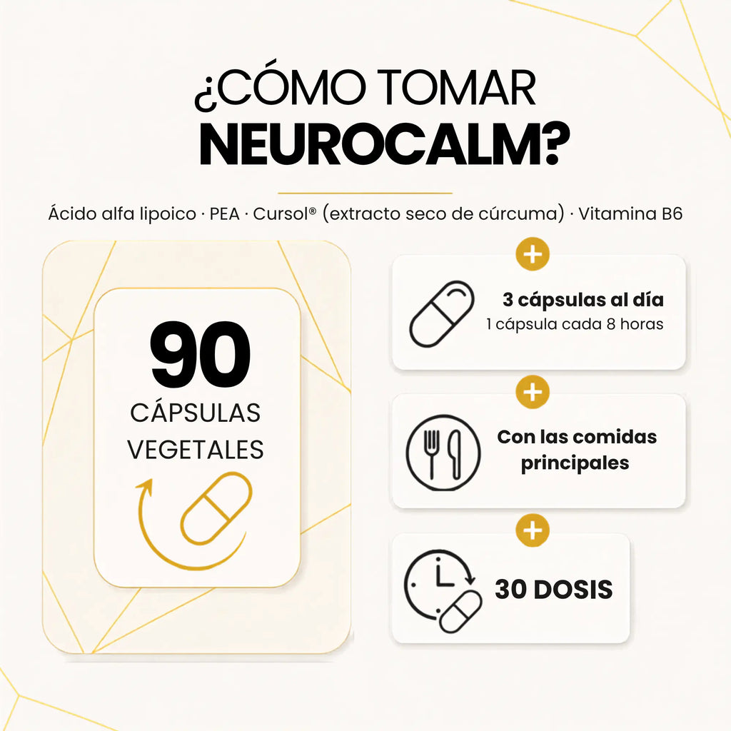 Neurocalm | PEA + Ácido Alfa Lipoico + Cursol® + Vitamina B6 (90 cápsulas)