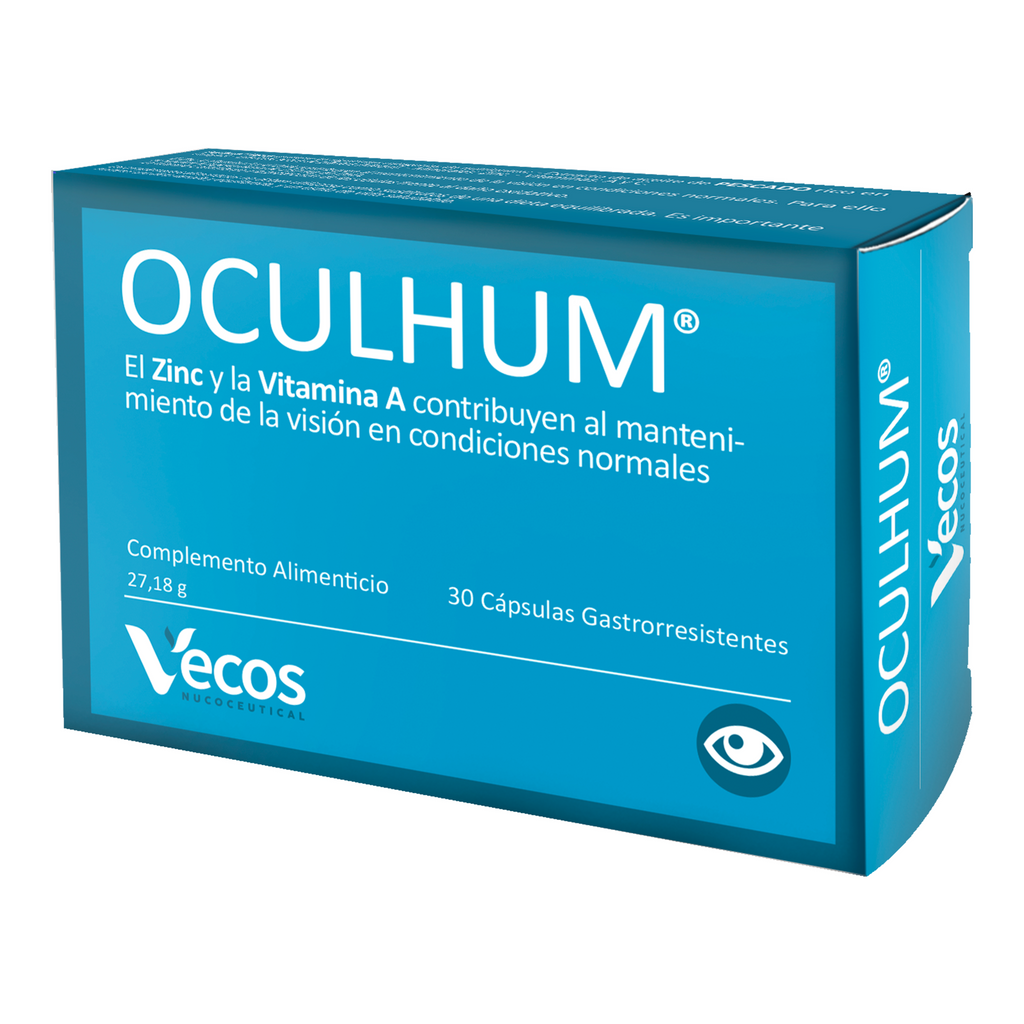 OCULHUM VECOS 30 Cápsulas es un complemento para salud ocular, pensado para apoyar hidratación, confort visual y protección antioxidante.