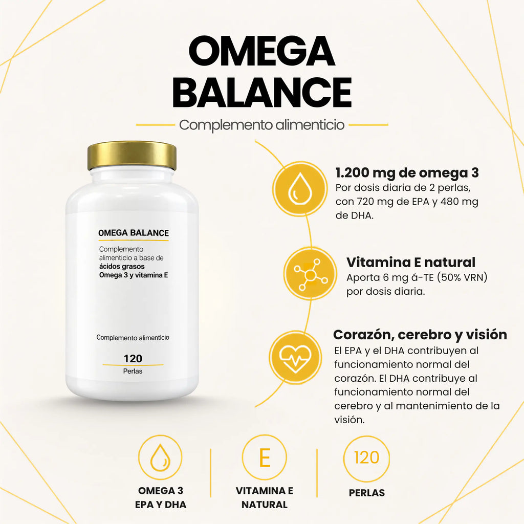 Omega Balance | 1.200 mg de Omega-3 · EPA + DHA para el Corazón (120 perlas)