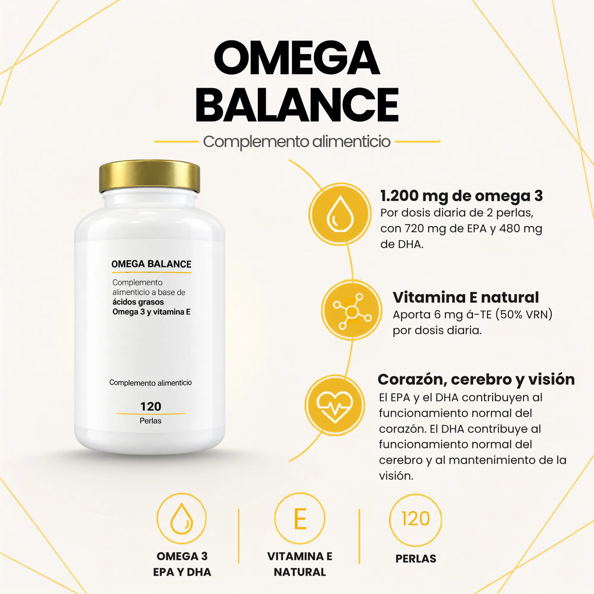 Omega Balance | 1.200 mg de Omega-3 · EPA + DHA para el Corazón (120 perlas)