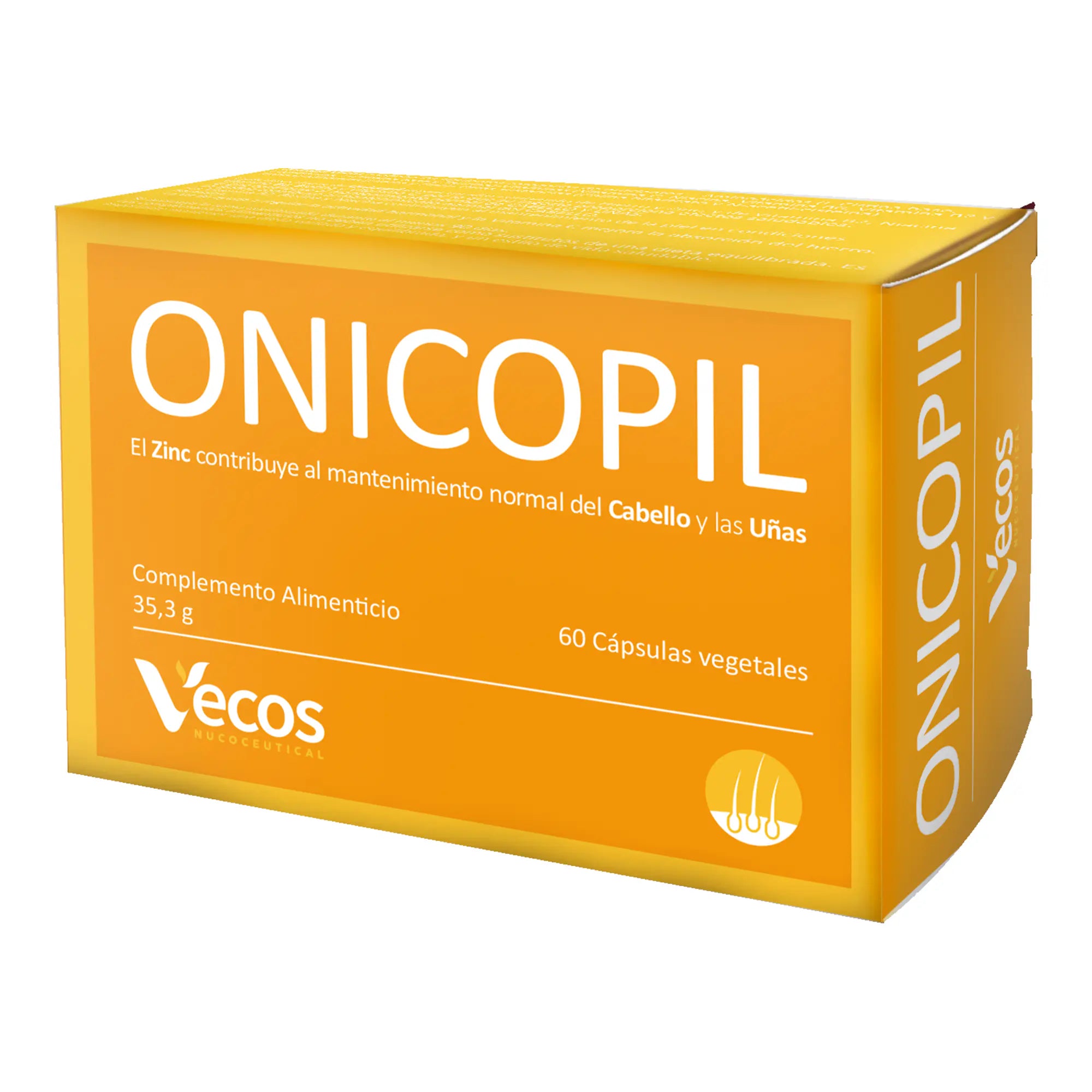 ONICOPIL 60 Cápsulas es un complemento para cabello y uñas, pensado para fortalecer, mejorar crecimiento y resistencia.