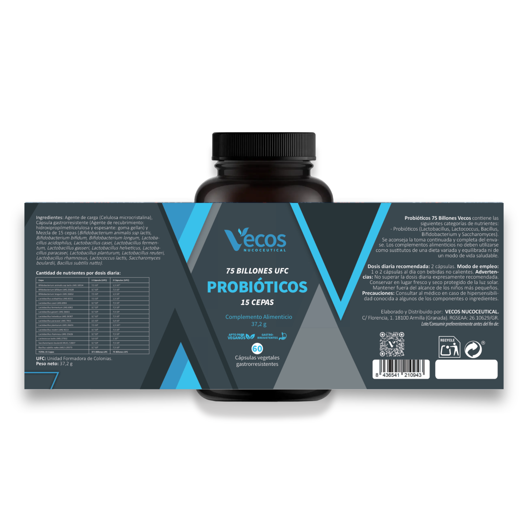 PROBIÓTICOS 75 Billones UFC 60 Cápsulas es un probiótico de alta potencia pensado para apoyo intestinal y defensas desde el intestino.
