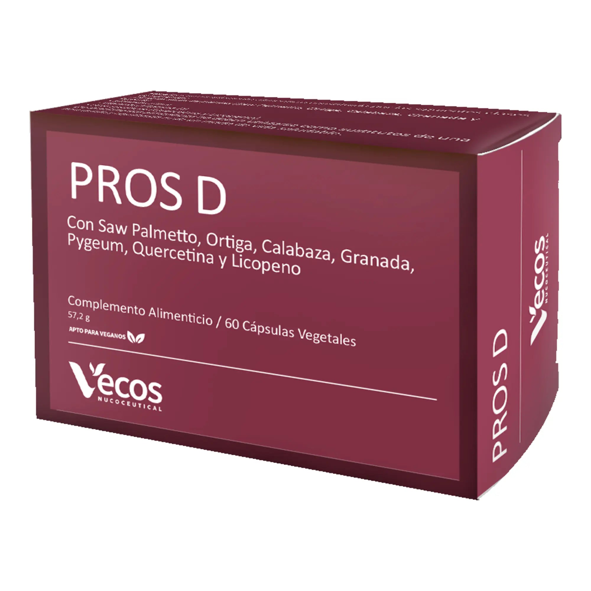 PROS D 60 Cápsulas es un complemento para bienestar prostático, pensado para apoyar función urinaria y salud masculina.