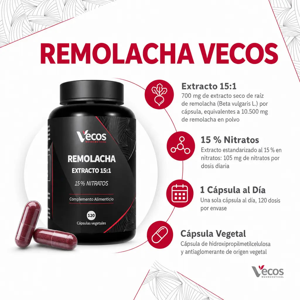 Remolacha Extracto 15:1 | 700 mg · 15 % Nitratos (120 cápsulas)