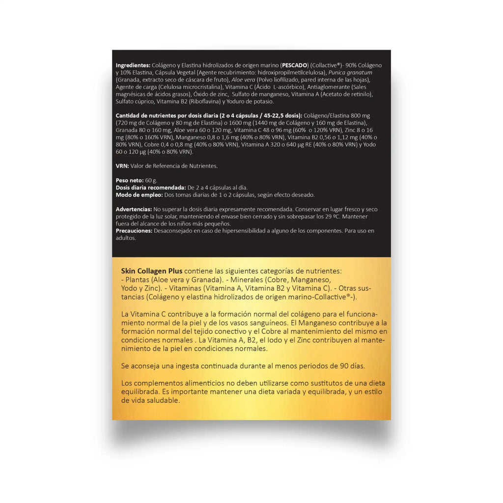 Etiqueta Suplemento para el cuidado de la piel Skin Collagen Plus