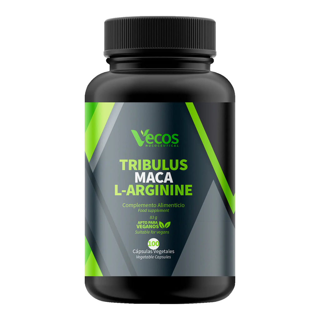 TRIBULUS - MACA - L-ARGININA 100 Cápsulas es un complemento de vitalidad y rendimiento, pensado para apoyo de energía y bienestar sexual.