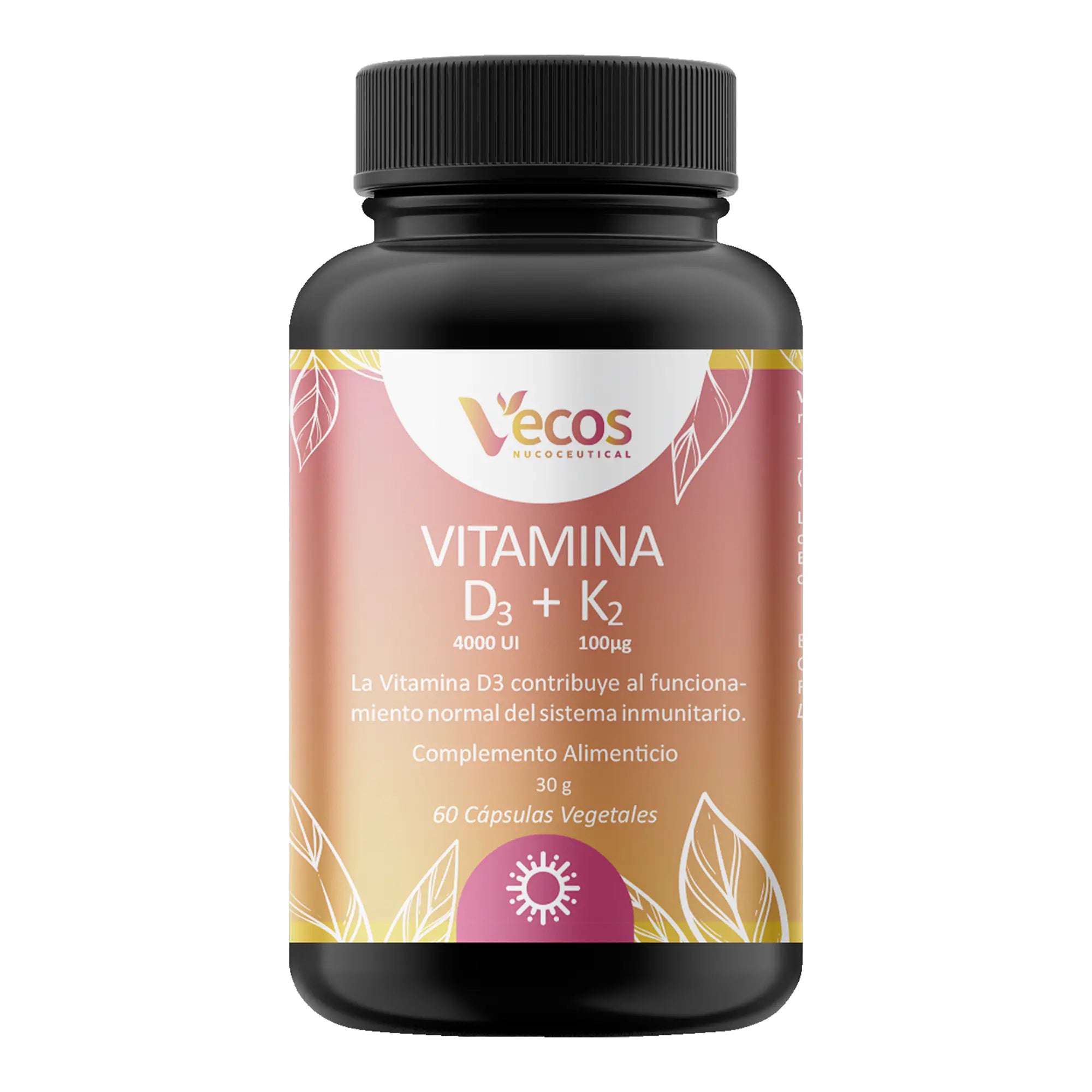 VITAMINA D3 + K2 60 Cápsulas es un complemento pensado para apoyar sistema inmune y salud ósea, combinando D3 y K2.