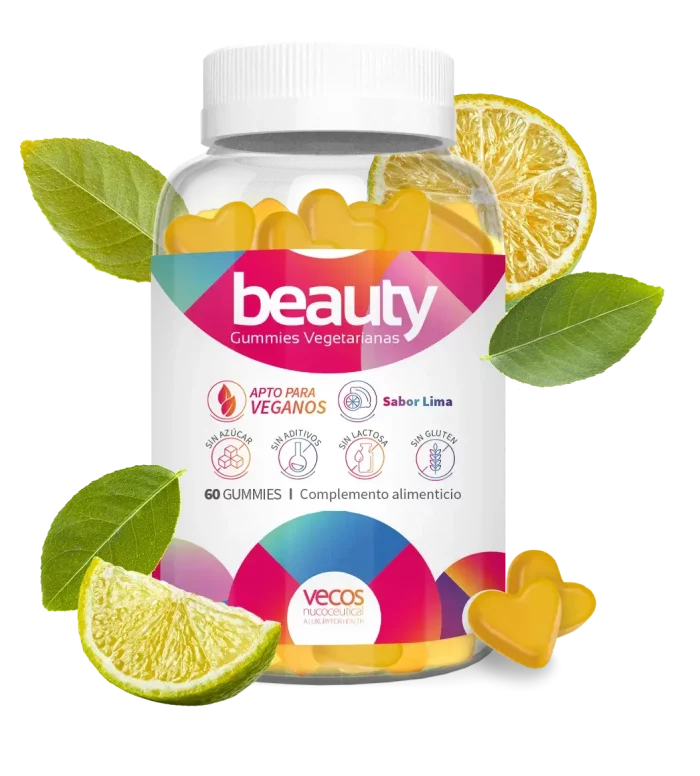 Beauty gummies sabor lima para el cuidado de la piel cabello y uñas