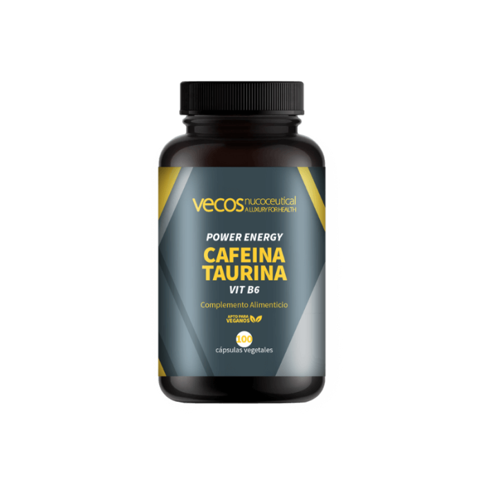 cafeina taurina y vit b6 de vecos con 100 capsulas