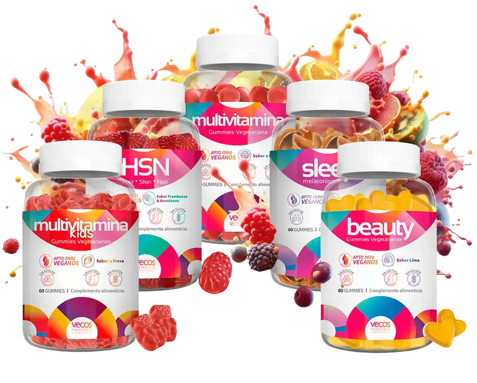 Composición de la linea de productos gummies (5 productos)